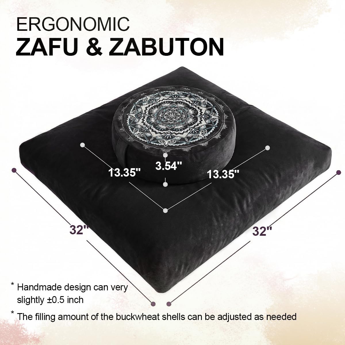 Ultimate Meditation Cushion Set – 2-in-1 Zafu & Zabuton, Buckwheat & Memory Foam, Velvet Cover for Yoga & Mindfulness (Purple)