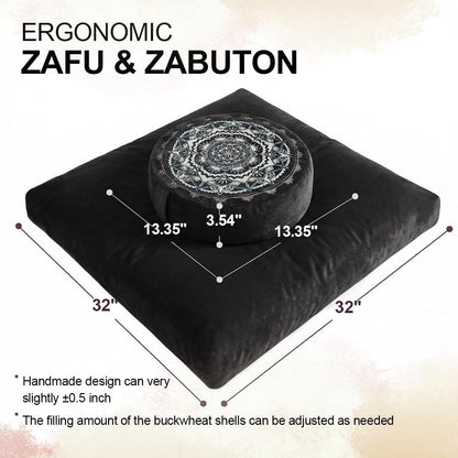 Ultimate Meditation Cushion Set – 2-in-1 Zafu & Zabuton, Buckwheat & Memory Foam, Velvet Cover for Yoga & Mindfulness (Purple)
