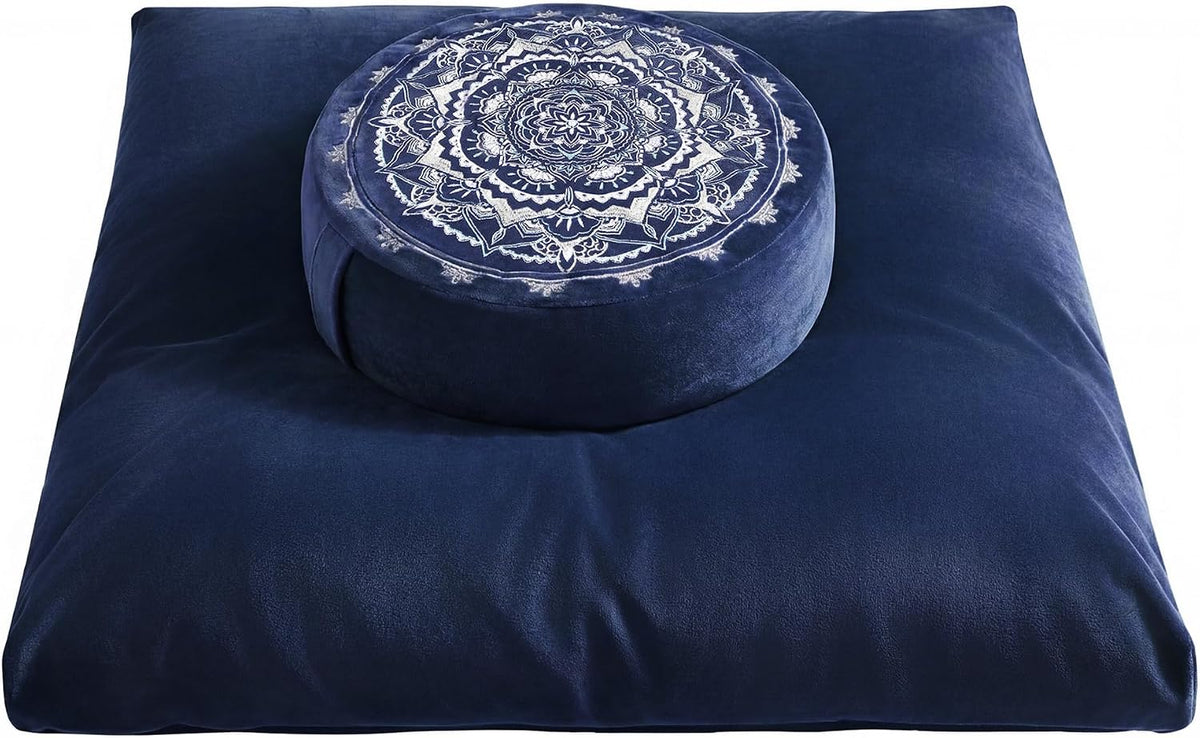 Ultimate Meditation Cushion Set – 2-in-1 Zafu & Zabuton, Buckwheat & Memory Foam, Velvet Cover for Yoga & Mindfulness (Purple)