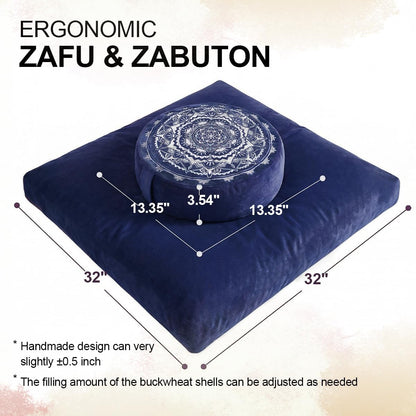 Ultimate Meditation Cushion Set – 2-in-1 Zafu & Zabuton, Buckwheat & Memory Foam, Velvet Cover for Yoga & Mindfulness (Purple)