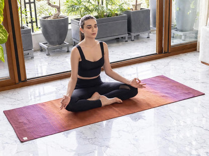 MELLOWBUFF Hand-Woven Cotton Yoga Mat – 100% Natural Cloth Yoga Rug for Hot Yoga, Exercise, Workout, Fitness & Meditation – Absorbent, Washable Yoga Rug, 78 x 28 Inches