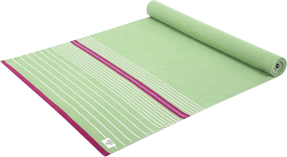MELLOWBUFF Hand-Woven Cotton Yoga Mat – 100% Natural Cloth Yoga Rug for Hot Yoga, Exercise, Workout, Fitness & Meditation – Absorbent, Washable Yoga Rug, 78 x 28 Inches