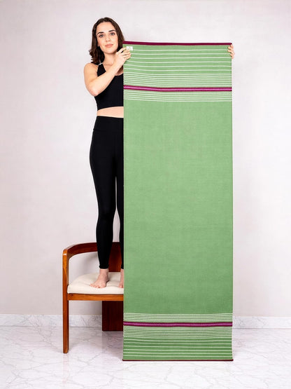 MELLOWBUFF Hand-Woven Cotton Yoga Mat – 100% Natural Cloth Yoga Rug for Hot Yoga, Exercise, Workout, Fitness & Meditation – Absorbent, Washable Yoga Rug, 78 x 28 Inches