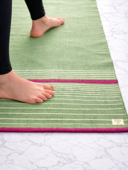 MELLOWBUFF Hand-Woven Cotton Yoga Mat – 100% Natural Cloth Yoga Rug for Hot Yoga, Exercise, Workout, Fitness & Meditation – Absorbent, Washable Yoga Rug, 78 x 28 Inches