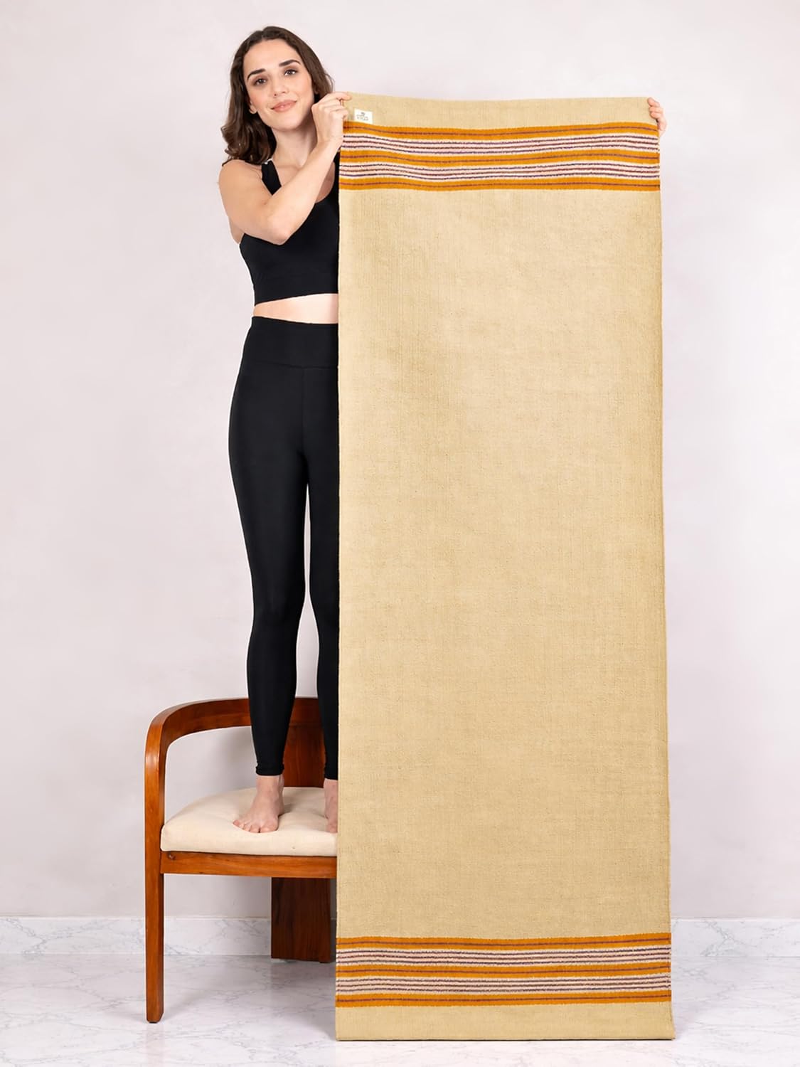 MELLOWBUFF Hand-Woven Cotton Yoga Mat – 100% Natural Cloth Yoga Rug for Hot Yoga, Exercise, Workout, Fitness & Meditation – Absorbent, Washable Yoga Rug, 78 x 28 Inches