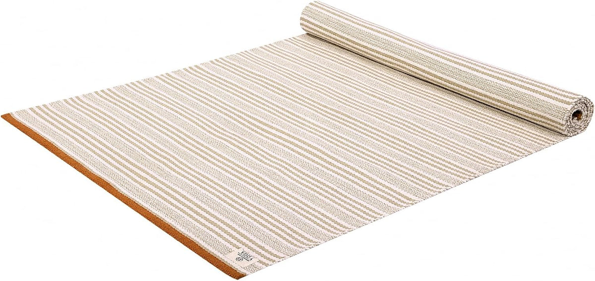 MELLOWBUFF Hand-Woven Cotton Yoga Mat – 100% Natural Cloth Yoga Rug for Hot Yoga, Exercise, Workout, Fitness & Meditation – Absorbent, Washable Yoga Rug, 78 x 28 Inches