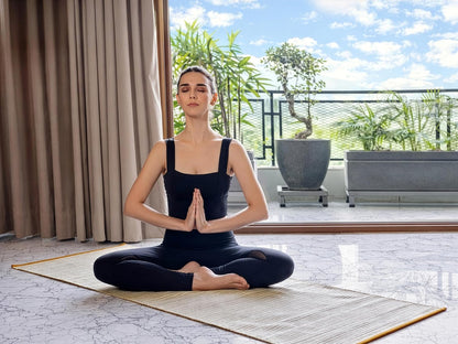 MELLOWBUFF Hand-Woven Cotton Yoga Mat – 100% Natural Cloth Yoga Rug for Hot Yoga, Exercise, Workout, Fitness & Meditation – Absorbent, Washable Yoga Rug, 78 x 28 Inches