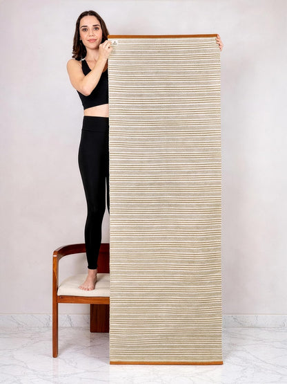 MELLOWBUFF Hand-Woven Cotton Yoga Mat – 100% Natural Cloth Yoga Rug for Hot Yoga, Exercise, Workout, Fitness & Meditation – Absorbent, Washable Yoga Rug, 78 x 28 Inches