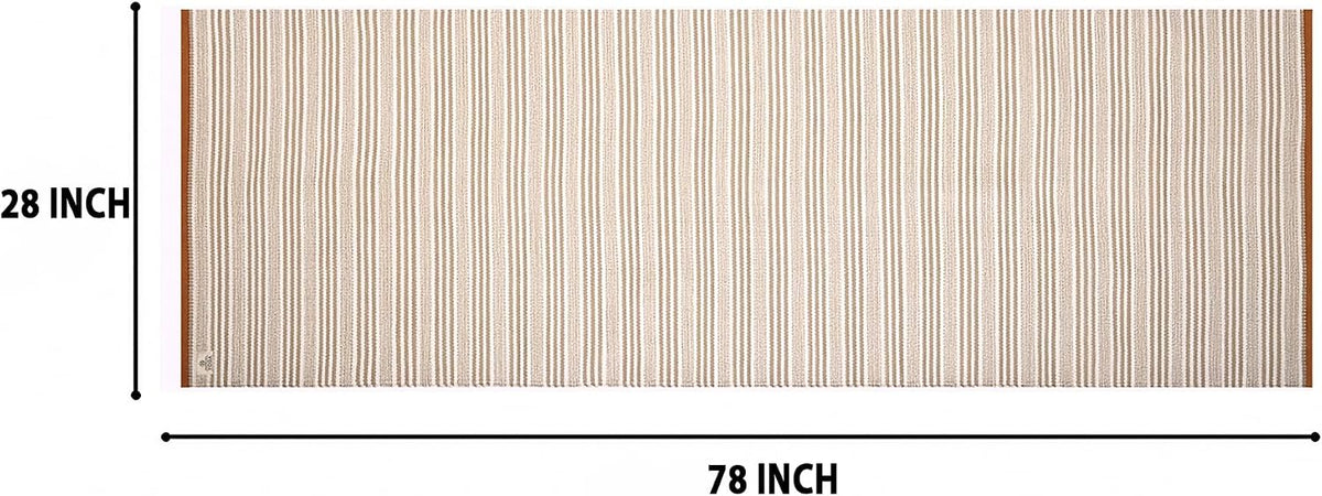 MELLOWBUFF Hand-Woven Cotton Yoga Mat – 100% Natural Cloth Yoga Rug for Hot Yoga, Exercise, Workout, Fitness & Meditation – Absorbent, Washable Yoga Rug, 78 x 28 Inches