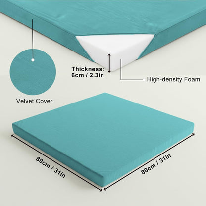 Velvet Zabuton Meditation Mat - Large Floor Pillow for Adults & Yoga Meditation Cushion - High Density Foam Floor Seating with Washable Cover, 31x31 Inch (Green)