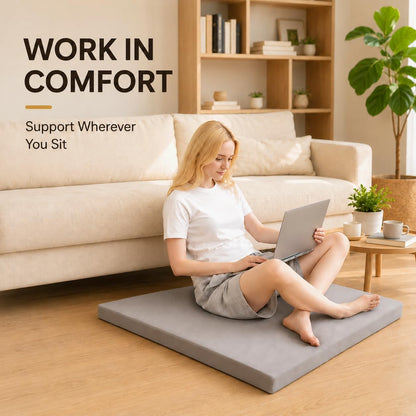 Velvet Zabuton Meditation Mat - Large Floor Pillow for Adults & Yoga Meditation Cushion - High Density Foam Floor Seating with Washable Cover, 31x31 Inch (Green)