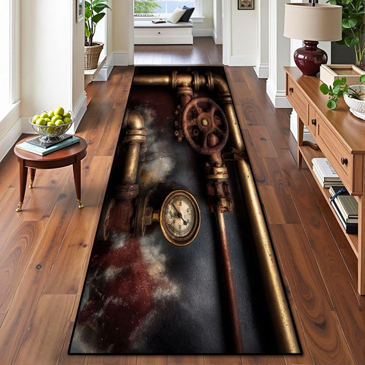 Runner Rug Washable 2x8 Vintage Steampunk Non-Slip Hallway Area Rug Indoor Outdoor Home Decor for Entryway Bathroom Kitchen Carpet Yoga Floor Mat
