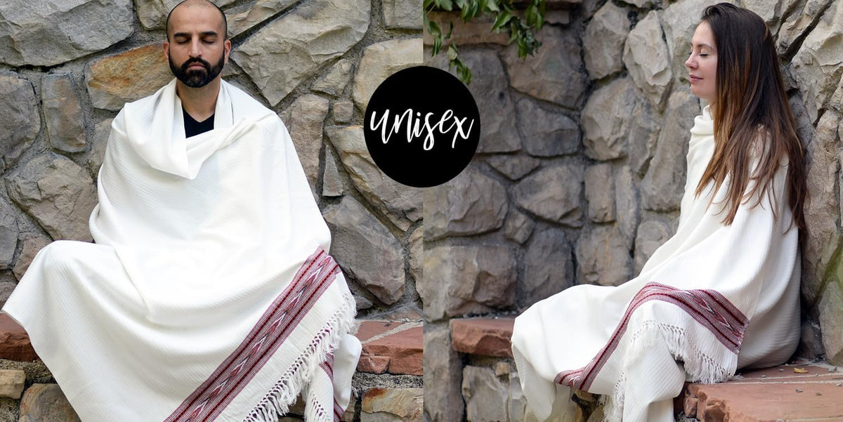 Exotic Meditation Shawl - Large Unisex Prayer Wrap, Oversize Scarf & Versatile Indian Stole Blanket