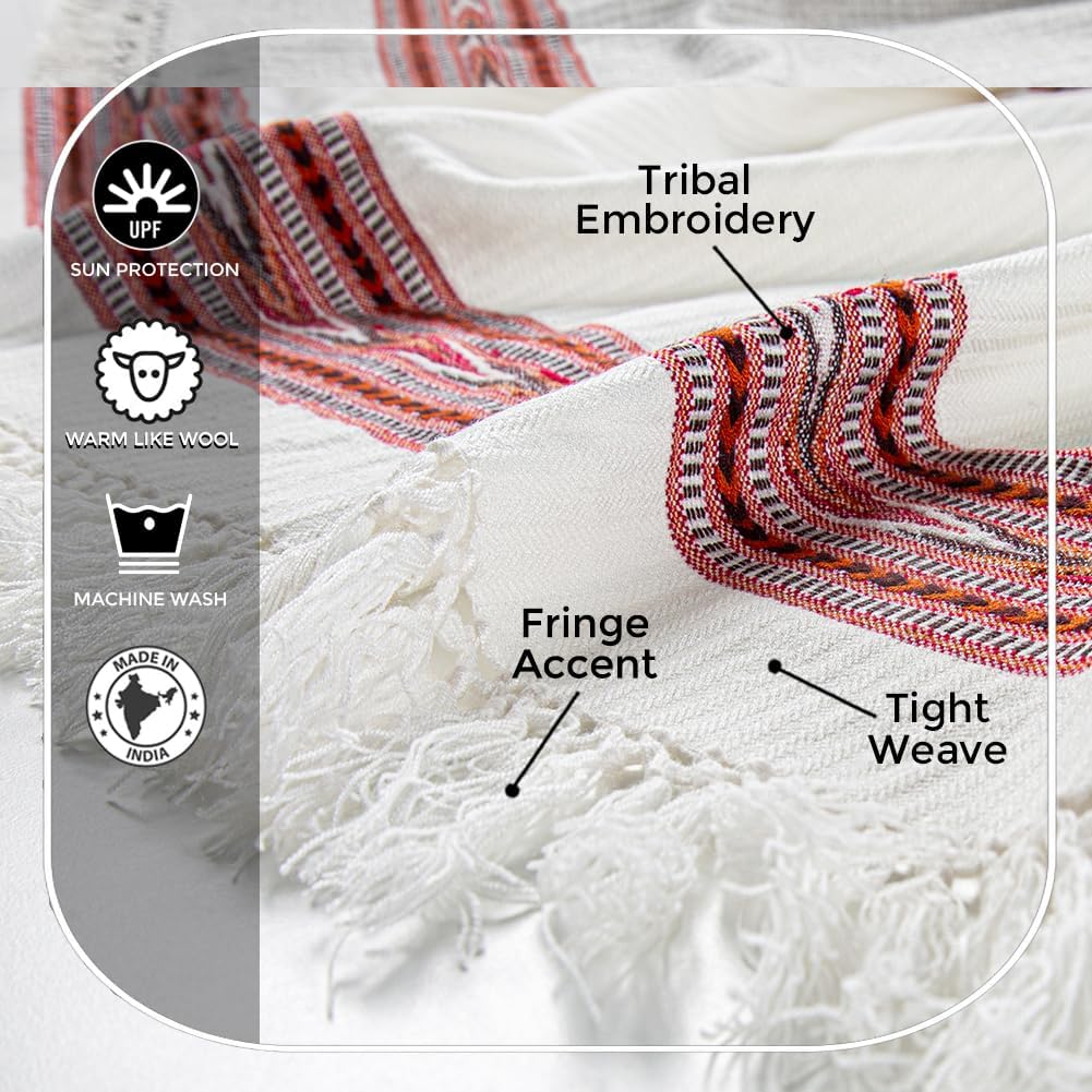 Exotic Meditation Shawl - Large Unisex Prayer Wrap, Oversize Scarf & Versatile Indian Stole Blanket