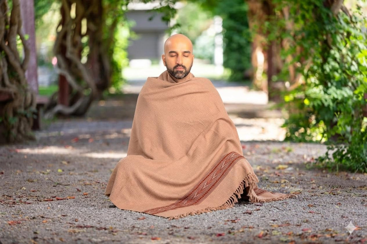 Exotic Meditation Shawl - Large Unisex Prayer Wrap, Oversize Scarf & Versatile Indian Stole Blanket