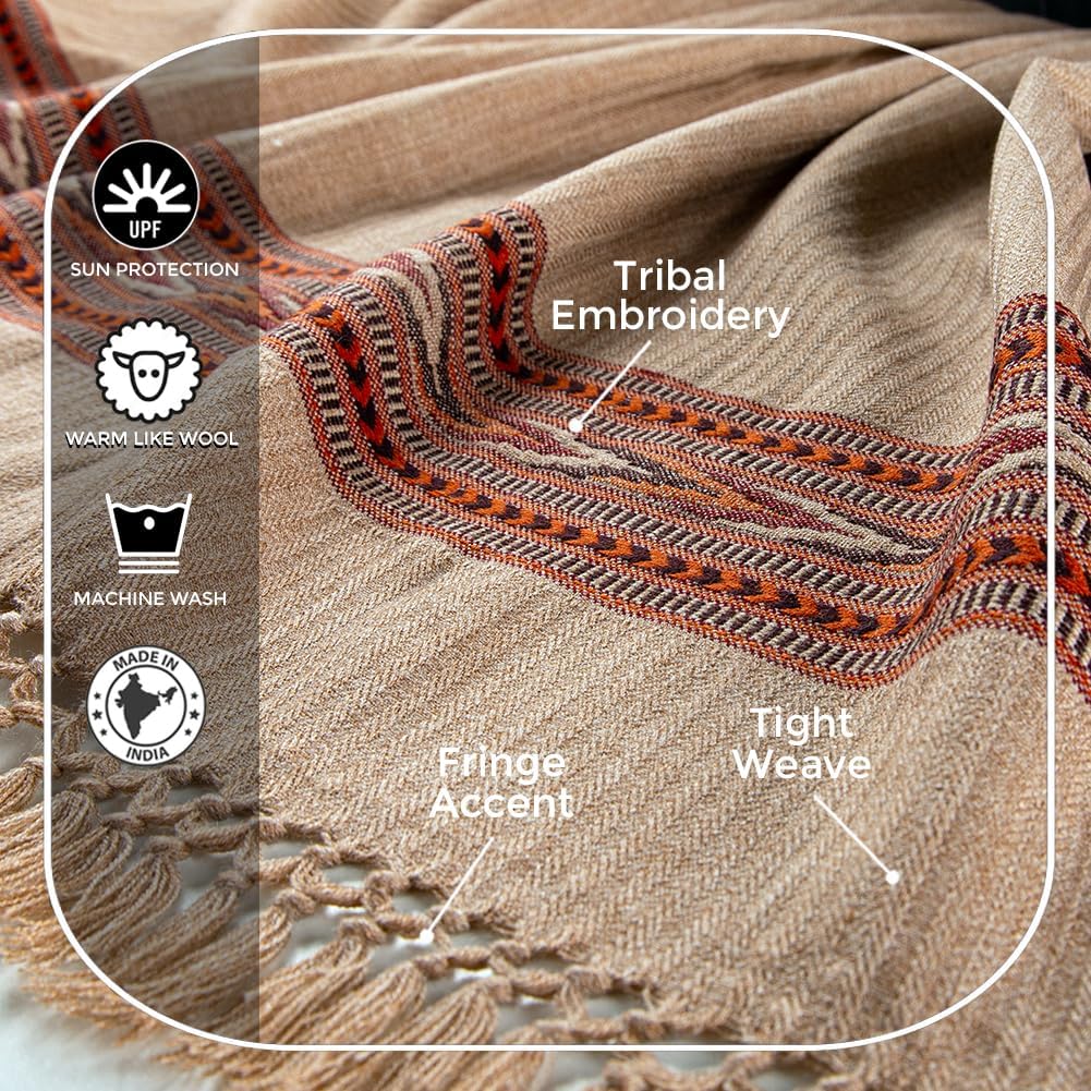 Exotic Meditation Shawl - Large Unisex Prayer Wrap, Oversize Scarf & Versatile Indian Stole Blanket