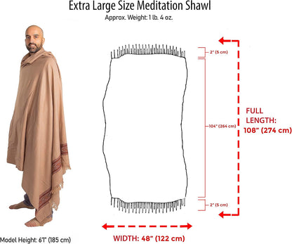 Exotic Meditation Shawl - Large Unisex Prayer Wrap, Oversize Scarf & Versatile Indian Stole Blanket