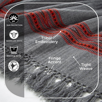 Exotic Meditation Shawl - Large Unisex Prayer Wrap, Oversize Scarf & Versatile Indian Stole Blanket