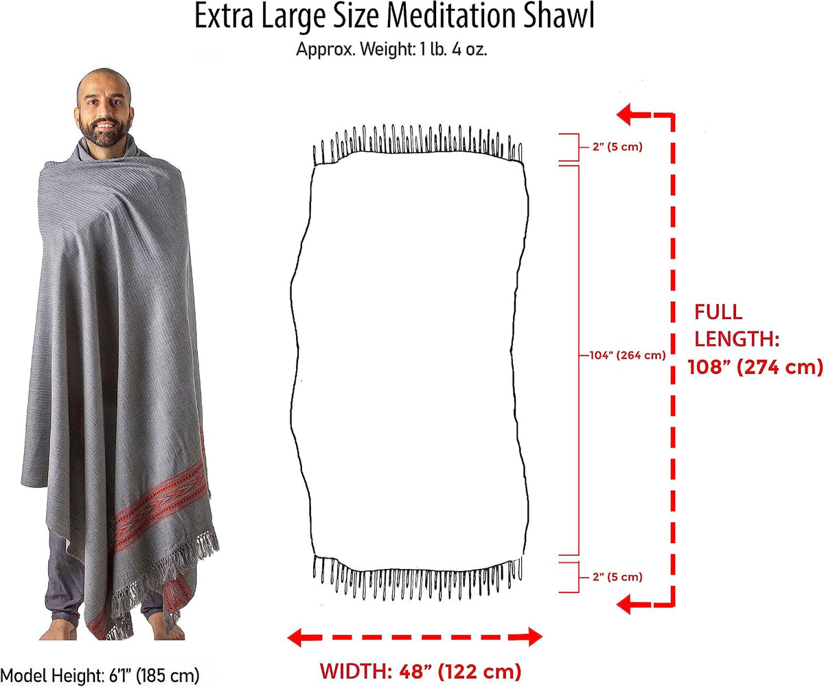 Exotic Meditation Shawl - Large Unisex Prayer Wrap, Oversize Scarf & Versatile Indian Stole Blanket