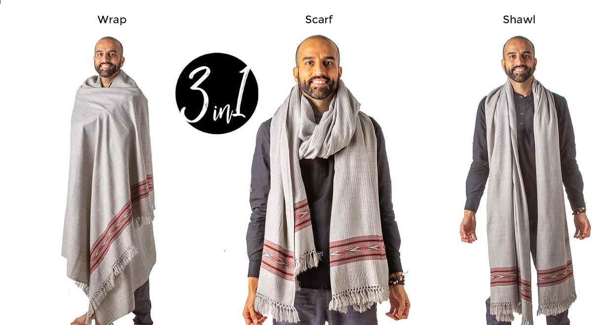 Exotic Meditation Shawl - Large Unisex Prayer Wrap, Oversize Scarf & Versatile Indian Stole Blanket