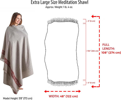 Exotic Meditation Shawl - Large Unisex Prayer Wrap, Oversize Scarf & Versatile Indian Stole Blanket