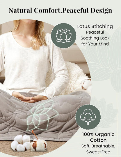 Weighted Lap Blanket 5lbs for Meditation, Yoga, Napping, Sleeping and Travel, Cotton Weighted Blanket for Adults,Skin Friendly & Machine Washable, 29x24 inches, Light Gray