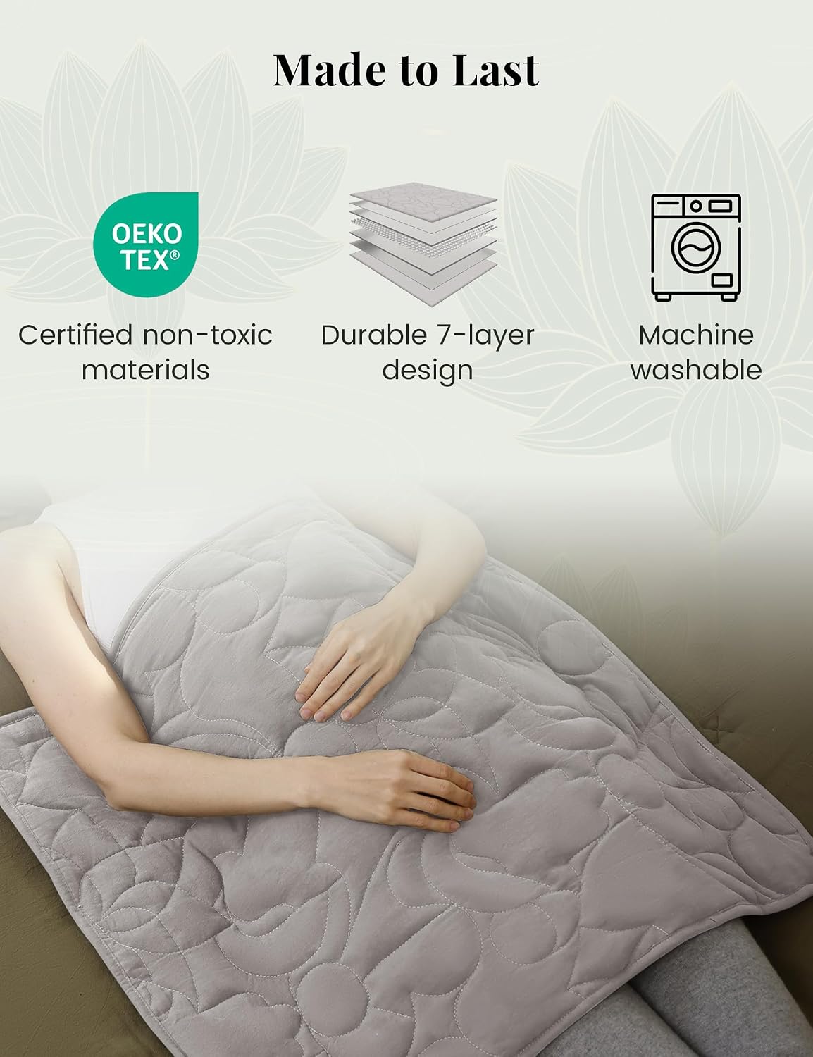 Weighted Lap Blanket 5lbs for Meditation, Yoga, Napping, Sleeping and Travel, Cotton Weighted Blanket for Adults,Skin Friendly & Machine Washable, 29x24 inches, Light Gray