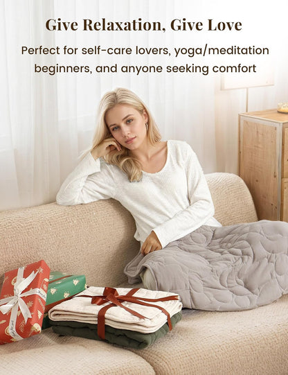 Weighted Lap Blanket 5lbs for Meditation, Yoga, Napping, Sleeping and Travel, Cotton Weighted Blanket for Adults,Skin Friendly & Machine Washable, 29x24 inches, Light Gray