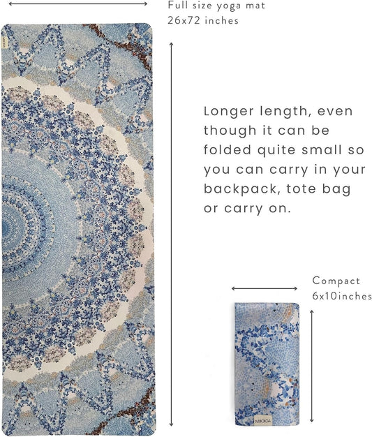 Travel Yoga Mat 1.5mm | Foldable Yoga Mat | Lightweight Yoga Mat | Use for Travel, Backpacking, Yoga Retreat, Outdoors, Gym, Pilates, Exercise Mat | Machine Washable | Eco Friendly Yoga Mat