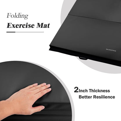 4'x8'x2" Gymnastics Mat, Home Exercise Mat with Carrying Handles, Folding Gym Workout Tumbling Mat for Yoga, Pilates, Stretching, MMA, Core Workouts, Fitness Aerobics Mats for Gym Training