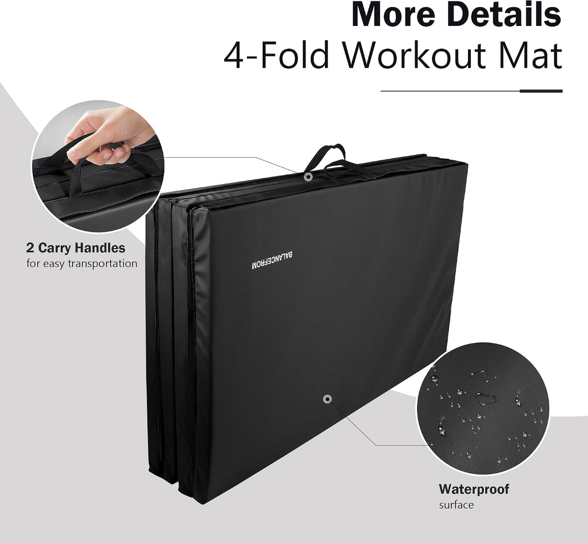 4'x8'x2" Gymnastics Mat, Home Exercise Mat with Carrying Handles, Folding Gym Workout Tumbling Mat for Yoga, Pilates, Stretching, MMA, Core Workouts, Fitness Aerobics Mats for Gym Training