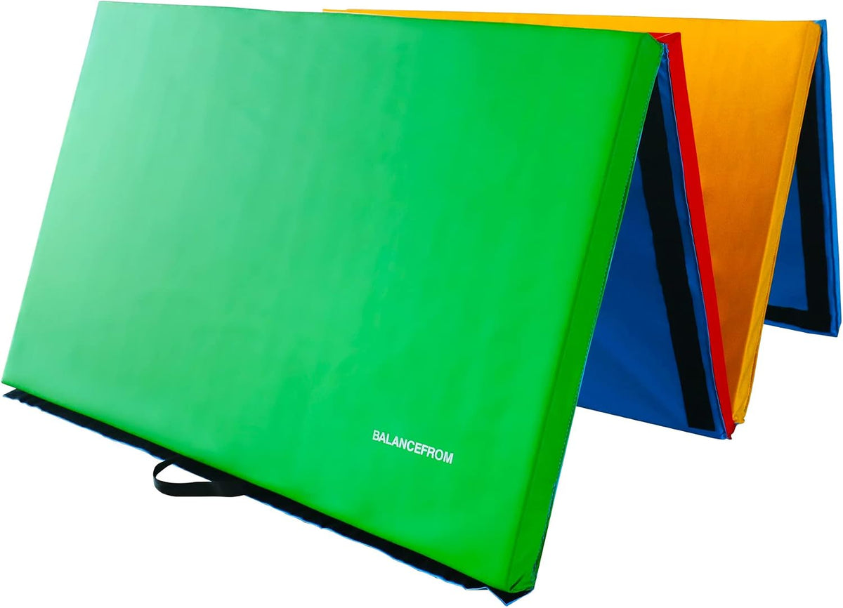 4'x8'x2" Gymnastics Mat, Home Exercise Mat with Carrying Handles, Folding Gym Workout Tumbling Mat for Yoga, Pilates, Stretching, MMA, Core Workouts, Fitness Aerobics Mats for Gym Training