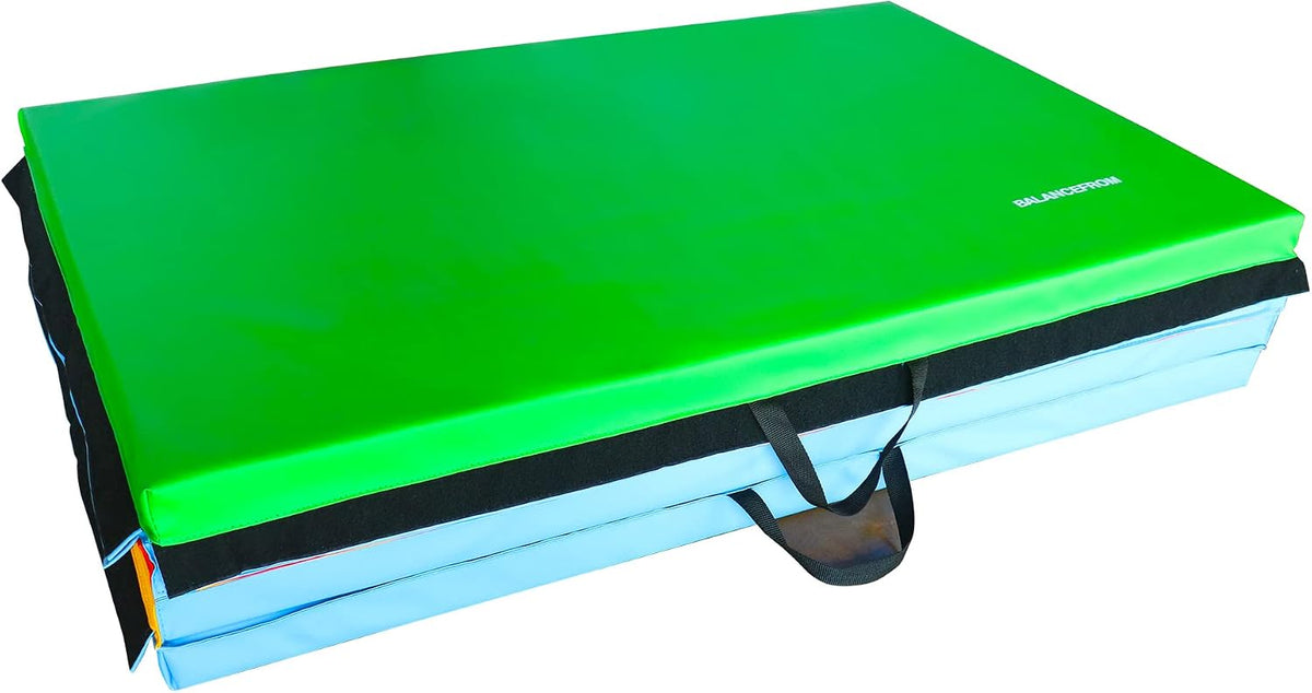 4'x8'x2" Gymnastics Mat, Home Exercise Mat with Carrying Handles, Folding Gym Workout Tumbling Mat for Yoga, Pilates, Stretching, MMA, Core Workouts, Fitness Aerobics Mats for Gym Training