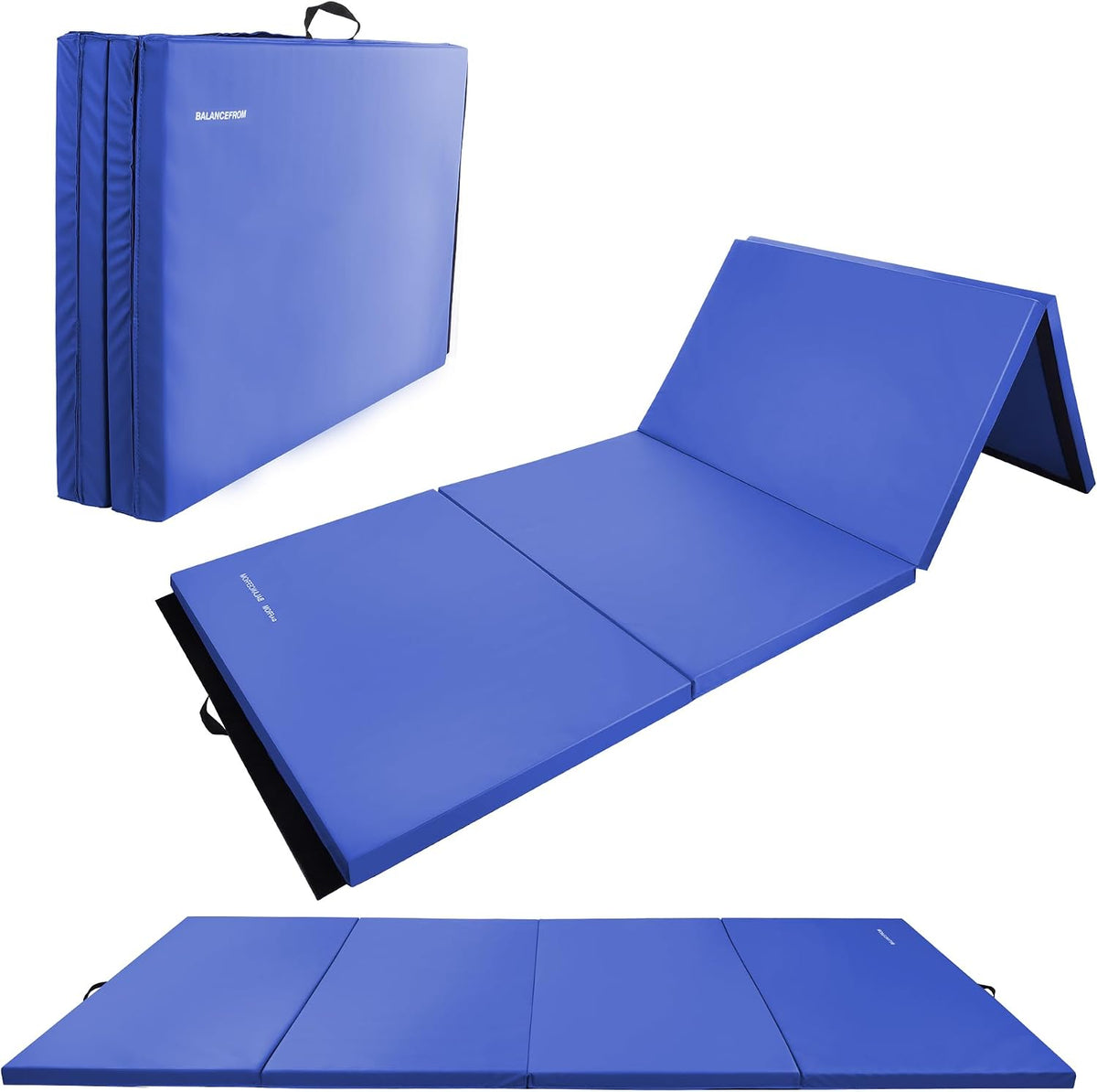 4'x8'x2" Gymnastics Mat, Home Exercise Mat with Carrying Handles, Folding Gym Workout Tumbling Mat for Yoga, Pilates, Stretching, MMA, Core Workouts, Fitness Aerobics Mats for Gym Training
