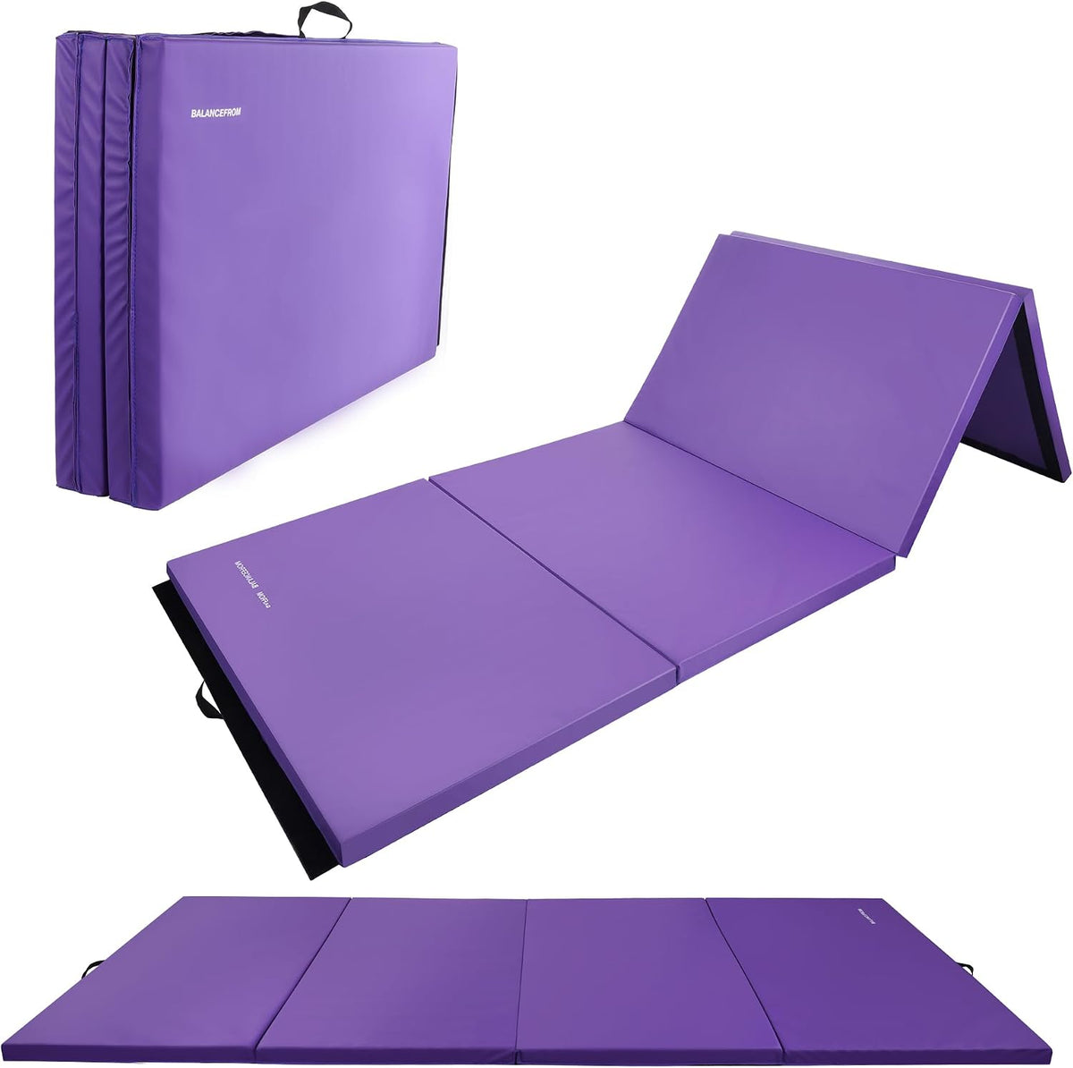 4'x8'x2" Gymnastics Mat, Home Exercise Mat with Carrying Handles, Folding Gym Workout Tumbling Mat for Yoga, Pilates, Stretching, MMA, Core Workouts, Fitness Aerobics Mats for Gym Training