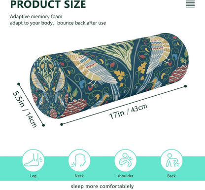 c Neck Roll Pillow Bolster Round Health Memory Foam Long Cervical Cylinder Pillows with Removable Washable Cover for Body Bed Legs Back Yoga - Colors A
