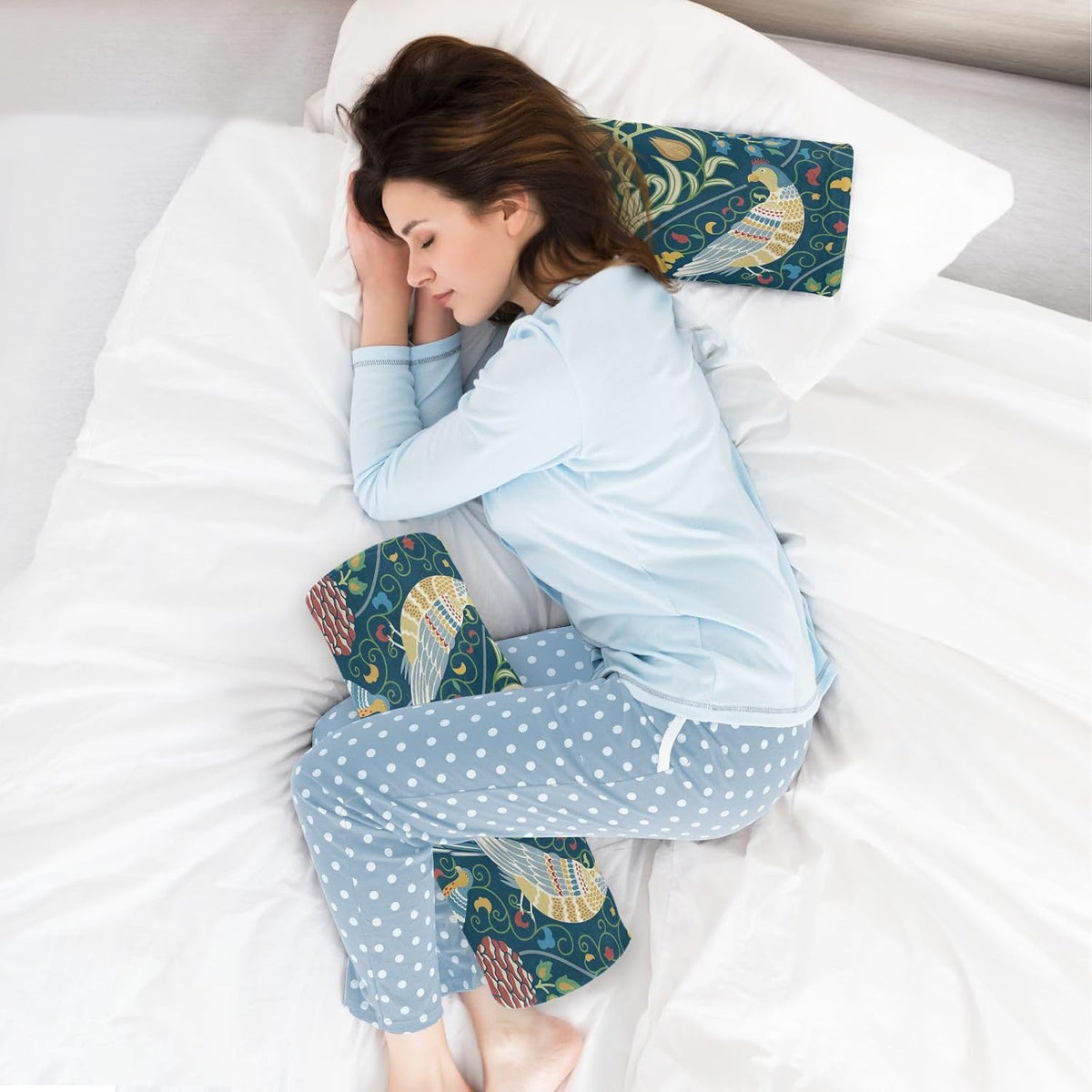 c Neck Roll Pillow Bolster Round Health Memory Foam Long Cervical Cylinder Pillows with Removable Washable Cover for Body Bed Legs Back Yoga - Colors A