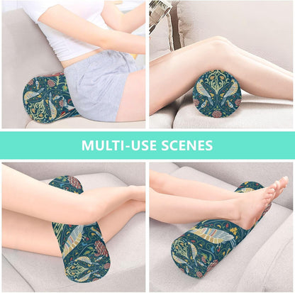 c Neck Roll Pillow Bolster Round Health Memory Foam Long Cervical Cylinder Pillows with Removable Washable Cover for Body Bed Legs Back Yoga - Colors A