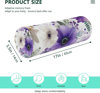 c Neck Roll Pillow Bolster Round Health Memory Foam Long Cervical Cylinder Pillows with Removable Washable Cover for Body Bed Legs Back Yoga - Colors A