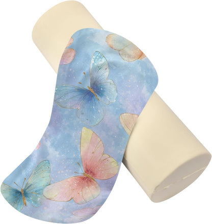 c Neck Roll Pillow Bolster Round Health Memory Foam Long Cervical Cylinder Pillows with Removable Washable Cover for Body Bed Legs Back Yoga - Colors A