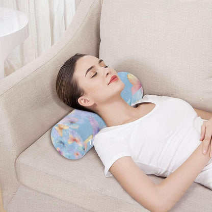 c Neck Roll Pillow Bolster Round Health Memory Foam Long Cervical Cylinder Pillows with Removable Washable Cover for Body Bed Legs Back Yoga - Colors A