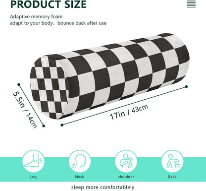 c Neck Roll Pillow Bolster Round Health Memory Foam Long Cervical Cylinder Pillows with Removable Washable Cover for Body Bed Legs Back Yoga - Colors A