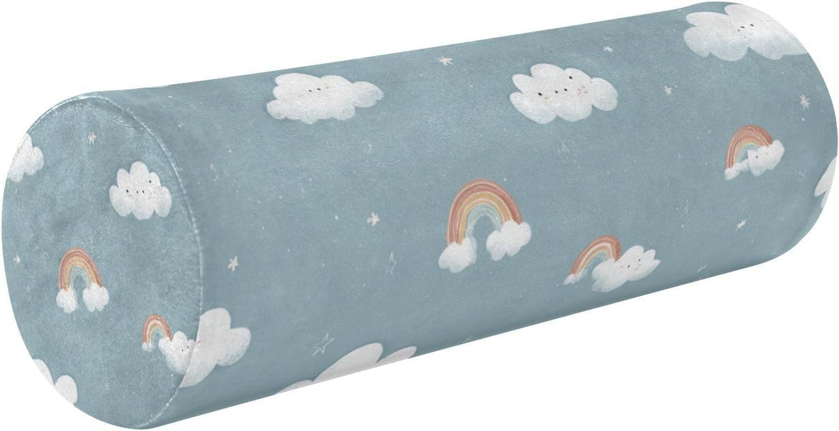 c Neck Roll Pillow Bolster Round Health Memory Foam Long Cervical Cylinder Pillows with Removable Washable Cover for Body Bed Legs Back Yoga - Colors A