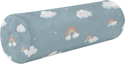 c Neck Roll Pillow Bolster Round Health Memory Foam Long Cervical Cylinder Pillows with Removable Washable Cover for Body Bed Legs Back Yoga - Colors A
