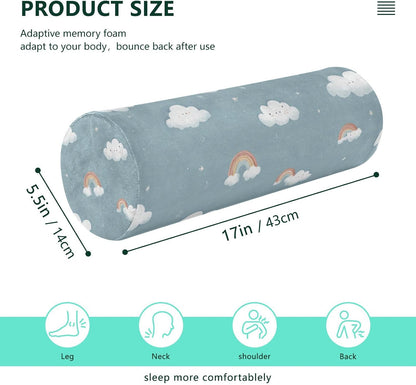 c Neck Roll Pillow Bolster Round Health Memory Foam Long Cervical Cylinder Pillows with Removable Washable Cover for Body Bed Legs Back Yoga - Colors A