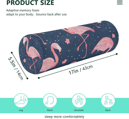 c Neck Roll Pillow Bolster Round Health Memory Foam Long Cervical Cylinder Pillows with Removable Washable Cover for Body Bed Legs Back Yoga - Colors A