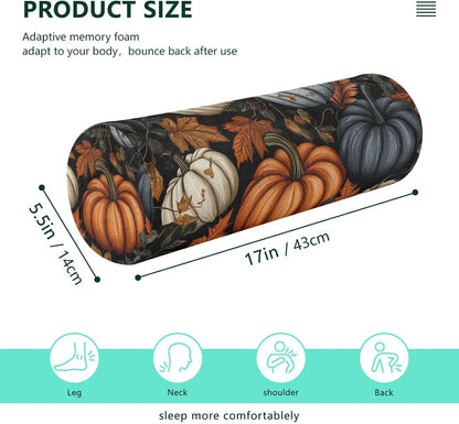 c Neck Roll Pillow Bolster Round Health Memory Foam Long Cervical Cylinder Pillows with Removable Washable Cover for Body Bed Legs Back Yoga - Colors A