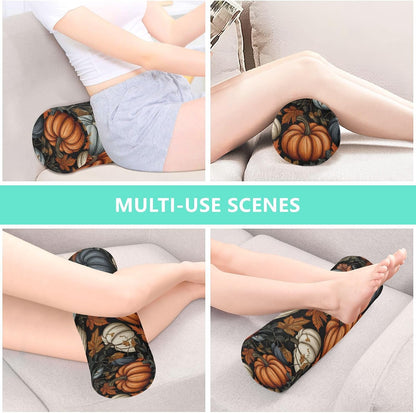 c Neck Roll Pillow Bolster Round Health Memory Foam Long Cervical Cylinder Pillows with Removable Washable Cover for Body Bed Legs Back Yoga - Colors A