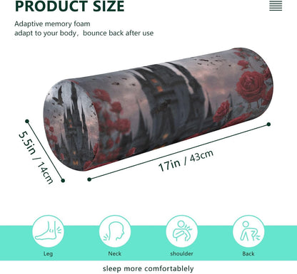 c Neck Roll Pillow Bolster Round Health Memory Foam Long Cervical Cylinder Pillows with Removable Washable Cover for Body Bed Legs Back Yoga - Colors A