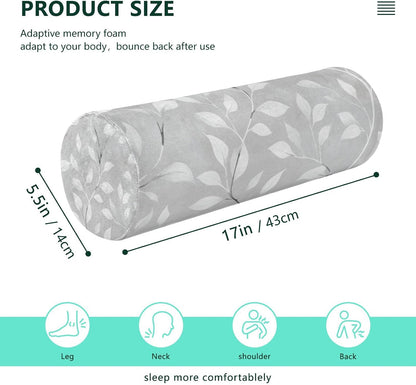 c Neck Roll Pillow Bolster Round Health Memory Foam Long Cervical Cylinder Pillows with Removable Washable Cover for Body Bed Legs Back Yoga - Colors A